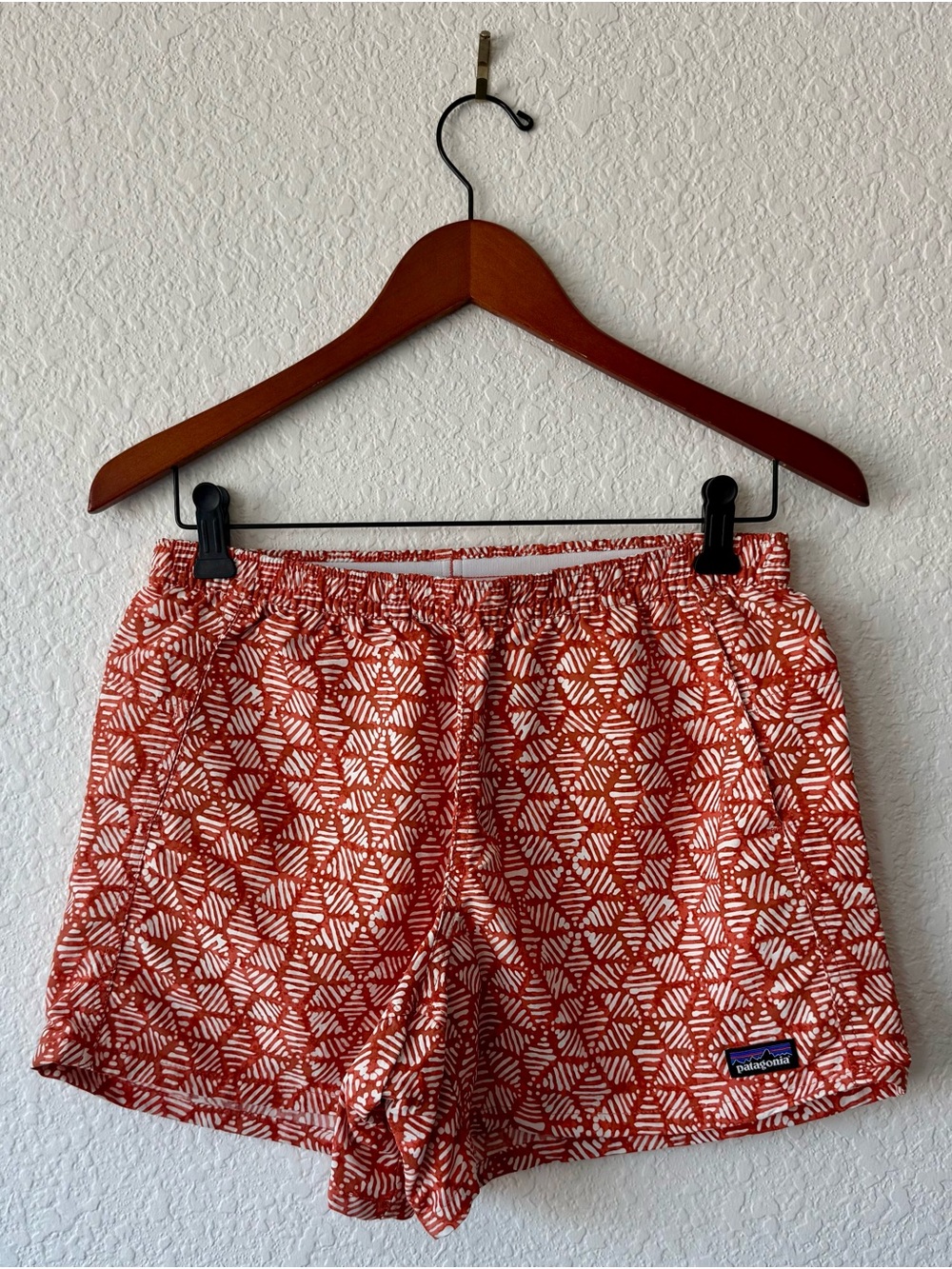 Patagonia Orange and White Patterned Shorts